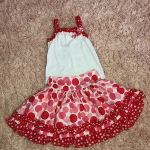 Matching polka dotted skirt and top